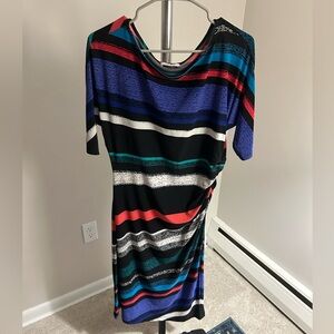 Multicolored striped dress with side twist size 12 Jones Studio